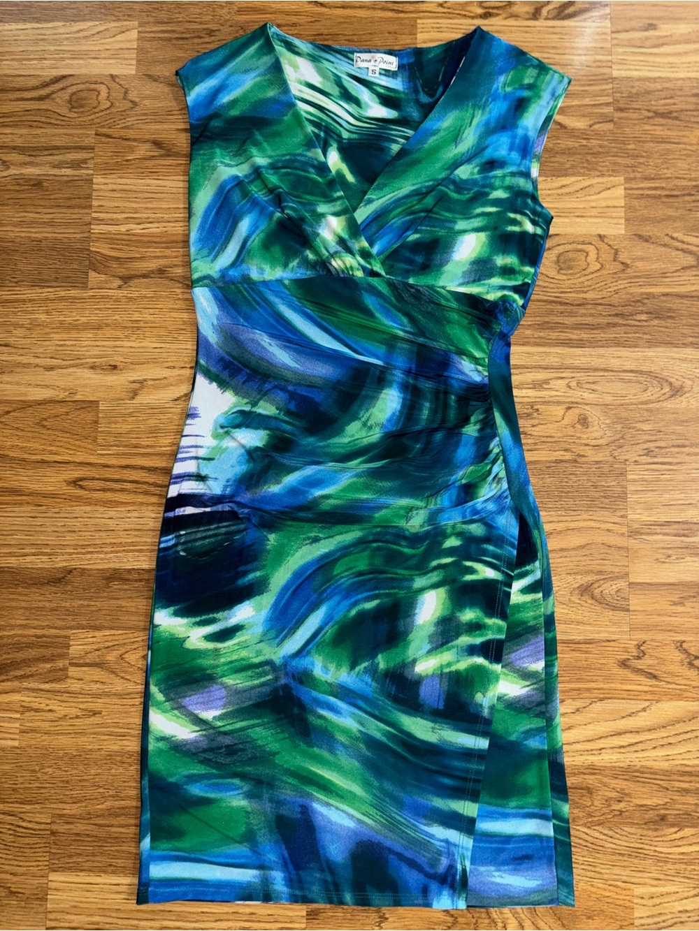 Dana Point Collections Dress Women’s Size Small Blue Green Abstract Designs EUC